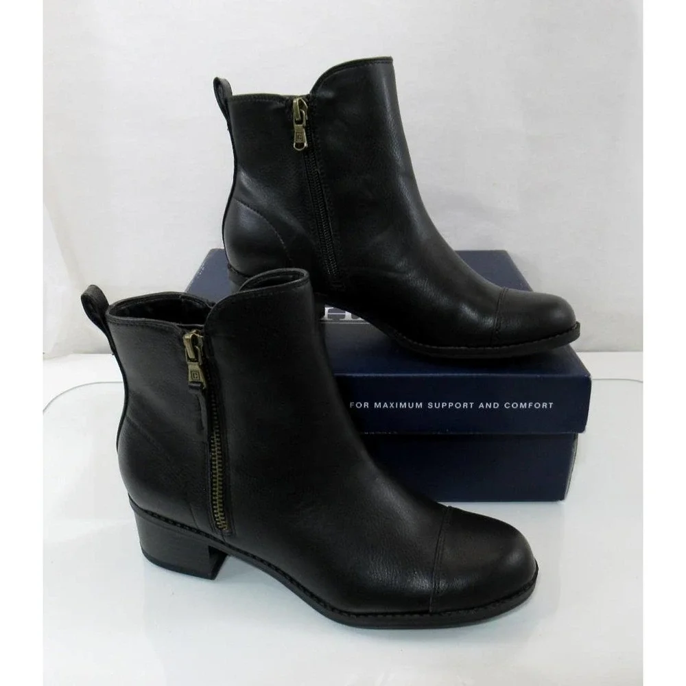Women's Shoes Chaps PAGE Ankle Boots Booties Double Zip Round Toe Black Size 6 - Picture 3 of 6